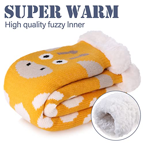 Linemin Womens Winter Slipper Socks With Grippers Cozy Warm Cute Fuzzy Slipper Socks (Giraffe) #TOP5