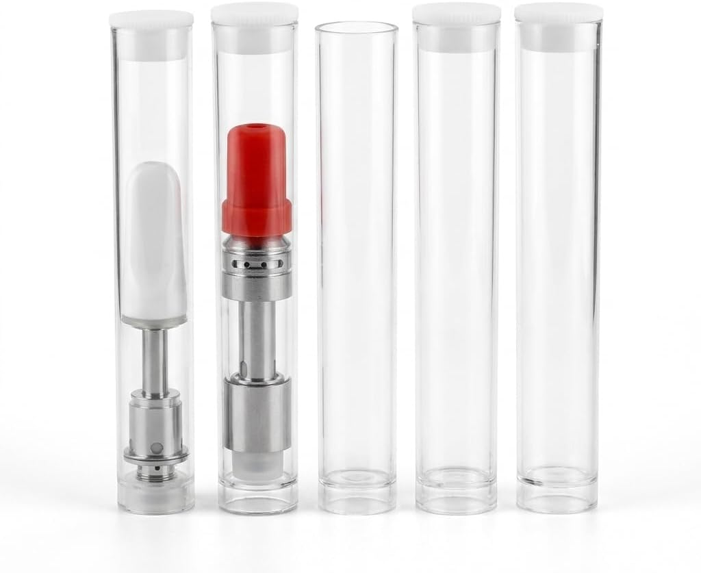 100PCS Plastic Clear PVC Tube Storage Cartridges with Caps (12x80mm) Transparent Empty Container for Beads Craft Packaging Supply