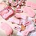 Hoteam 24 Pcs Galentine Spa Party Favors Supplies 6 Spa Headband 6 Plush Sleep Eye Mask 6 Hair Claw Clips 6 Clear Cosmetic Bags for Adult Sleepover Slumber Party Valentine Gift(Pink)