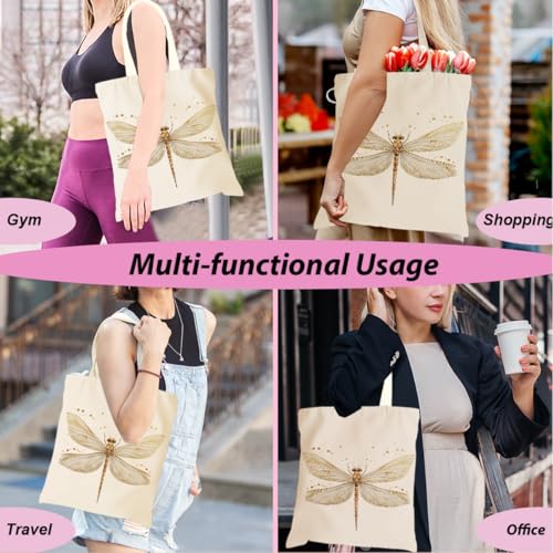 Bolso tote de lona para mujer, diseño de libélula, regalo para amantes de las plantas, dinosaurios, esqueletos y aves, marca jeilink miniatura 5