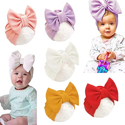 Image of Newborn Babies Headwrap Hat Infant Toddler Cotton Soft Cute Nursery Beanie Headbands Top Bowknot Cap