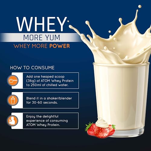 Image of AS-IT-IS ATOM Whey Protein 1kg | 27g protein | Isolate & Concentrate | Creamy Strawberry | USA Labdoor Certified | With Digestive Enzymes for better absorption