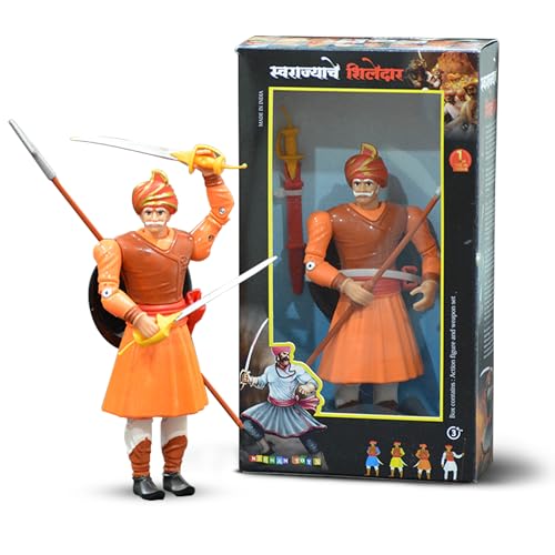 Image of Swarajyache Shiledar - The True Super Hero - 6 Inch Tall Action Figure with Accessories (Subhedar - Old, Orange)