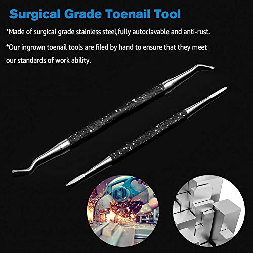 Feryes Ingrown Toenail Tools,Toenail Lifter And Toenail File Set For Ingrown Toenails Treatment - Surgical Grade Stainless Steel Under Nail Cleaner Pedicure Tools - W/Tin Storage Box #TOP2