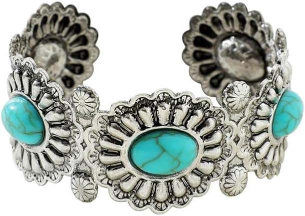 BUBGDYFO Turquoise Cuff Bracelet,South Western Cowgirl Bangle Bracelets Bohemian Gift for Women