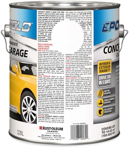 Rust-Oleum EpoxyShield Concrete & Garage Clear Finish Topcoat, Gloss, Interior & Exterior, 3.78 L - 3