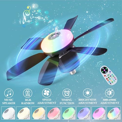 Ventilateur de plafond avec lampe et télécommande pour chambre - 6