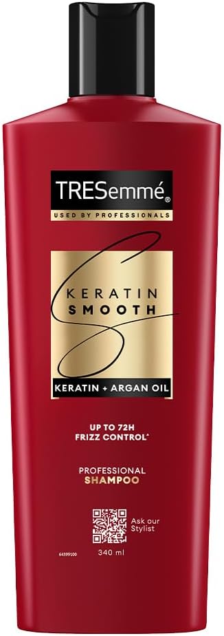 TRESemme Keratin Smooth Shampoo 340 ml|| With Keratin & Argan Oil for Straighter|| Shinier Hair - Nourishes Dry Hair & Controls Frizz|| For Men & Women