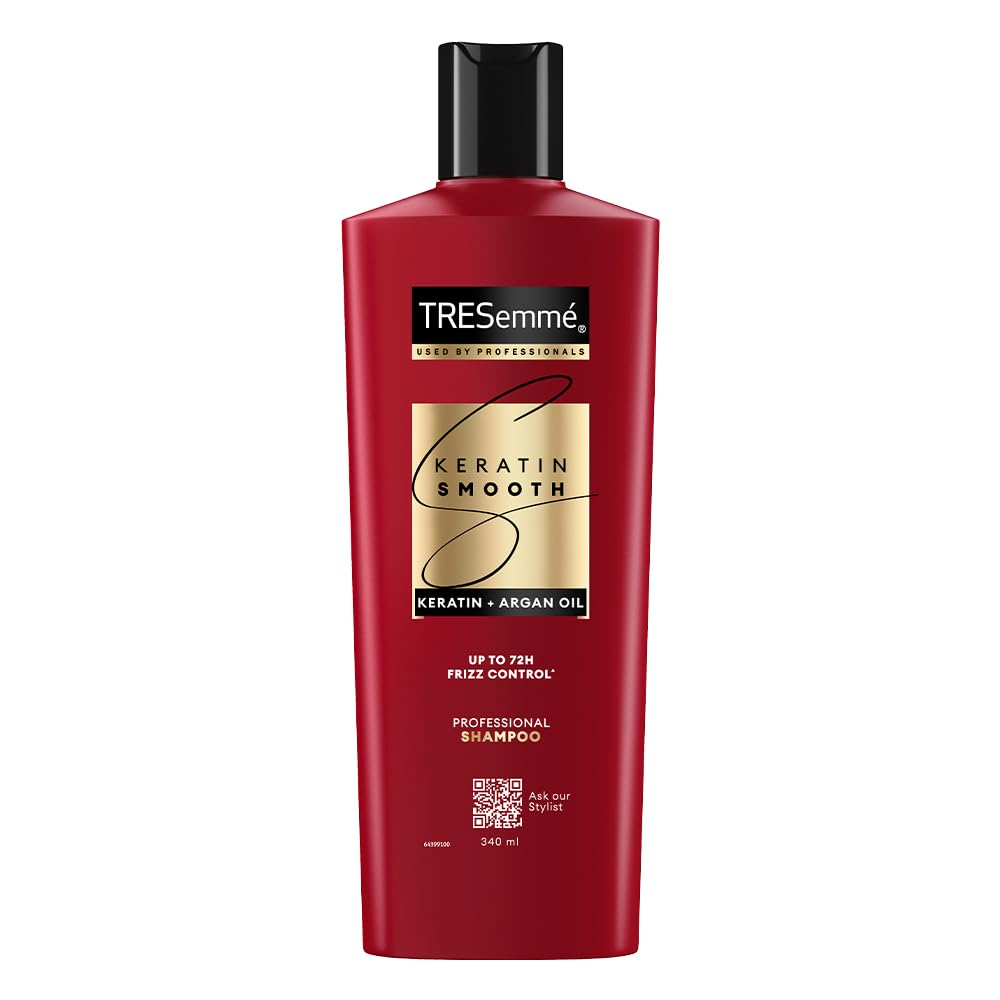 TRESemme Keratin Smooth Shampoo 340 ml|| With Keratin & Argan Oil for Straighter|| Shinier Hair - Nourishes Dry Hair & Controls Frizz|| For Men & Women