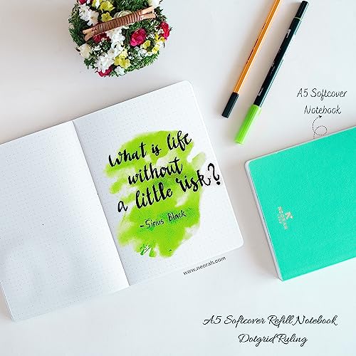 Image of NEORAH - A5 Dotgrid Notebook SOFT COVER | Organiser REFILL | Dotted notebook Journal | 110 GSM | 160 pages (Size 21 cm x 14.8 cm)Planner Journaling Writing Note Taking Diary, Travellers Journal- TEAL
