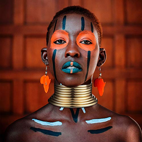 meekoo Afrikanische Halsband Punk Halskette Gotisch Afrikanischen Halsband Klobige Afrikanische Halskette Gold Ton Halsketten für Damen Männer Weihnachten Geburtstag Geschenk