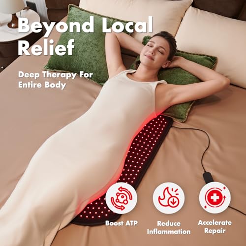 Image of ALLOLO Red Light Therapy for Body, 3 in 1 LEDs Red Light Therapy Belt with Timer Remote Control, 660nm 850nm Infrared Light Therapy Pad for Body Waist Shoulder Knee, 32.7 inch x 15.7 inch Large Area