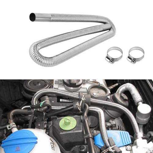 120cm Heater Exhaust Pipe, Parking Air Heater Tank Diesel Gas Vent Hose, 2.5cm Diameter Stainless Steel Exhaust Tubing, Exhaust Hose Kit with Hose and 2 Clamp Accessories for Diesel Air Heaters