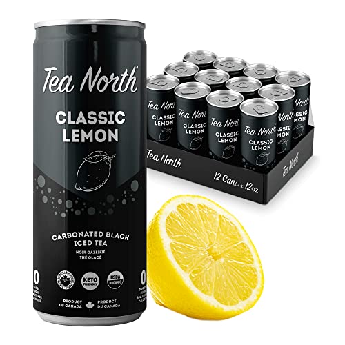 Tea North Keto Carbonated Iced Tea - No Sugar, Sweeteners, Or Calories - Natural Clean Energy Drink - Gluten-Free, Paleo & Diabetic-Friendly - Healthy, Organic & Refreshing Sparkling Beverage - 12 Oz (Pack Of 12) - Classic Lemon #TOP3