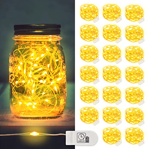 Mumuxi Led Fairy Lights Battery Operated String Lights [20 Pack], 3.3Ft 20 Mini Fairy Lights Battery Powered Party Wedding Centerpiece Decorations Crafts Mason Jar Lights Firefly Lights, Warm White #TOP14