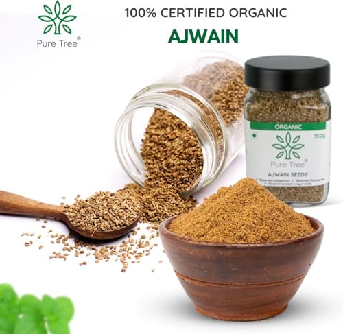 Image of Pure Tree Certified Organic Carom Seeds | 150 g | Glass Jar | Ajwain Seeds | Omam | Vamu | Ajowan | Ayamodakam Seeds Rich In Antioxidants