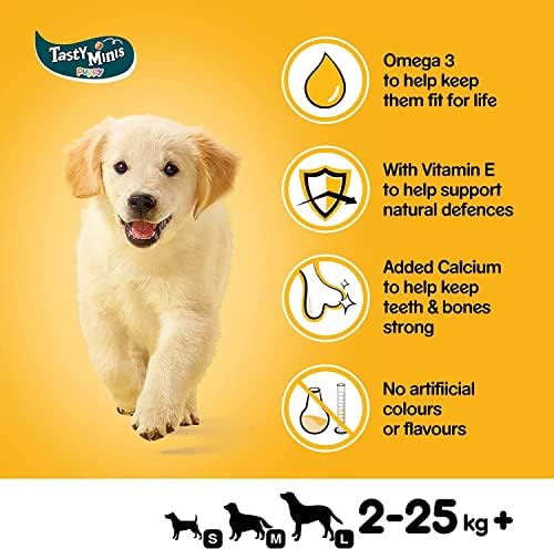 Pedigree Tasty Minis - Puppy treats, chewy cubes with chicken - training treats, Pack of 8 (8 x 125 g)
