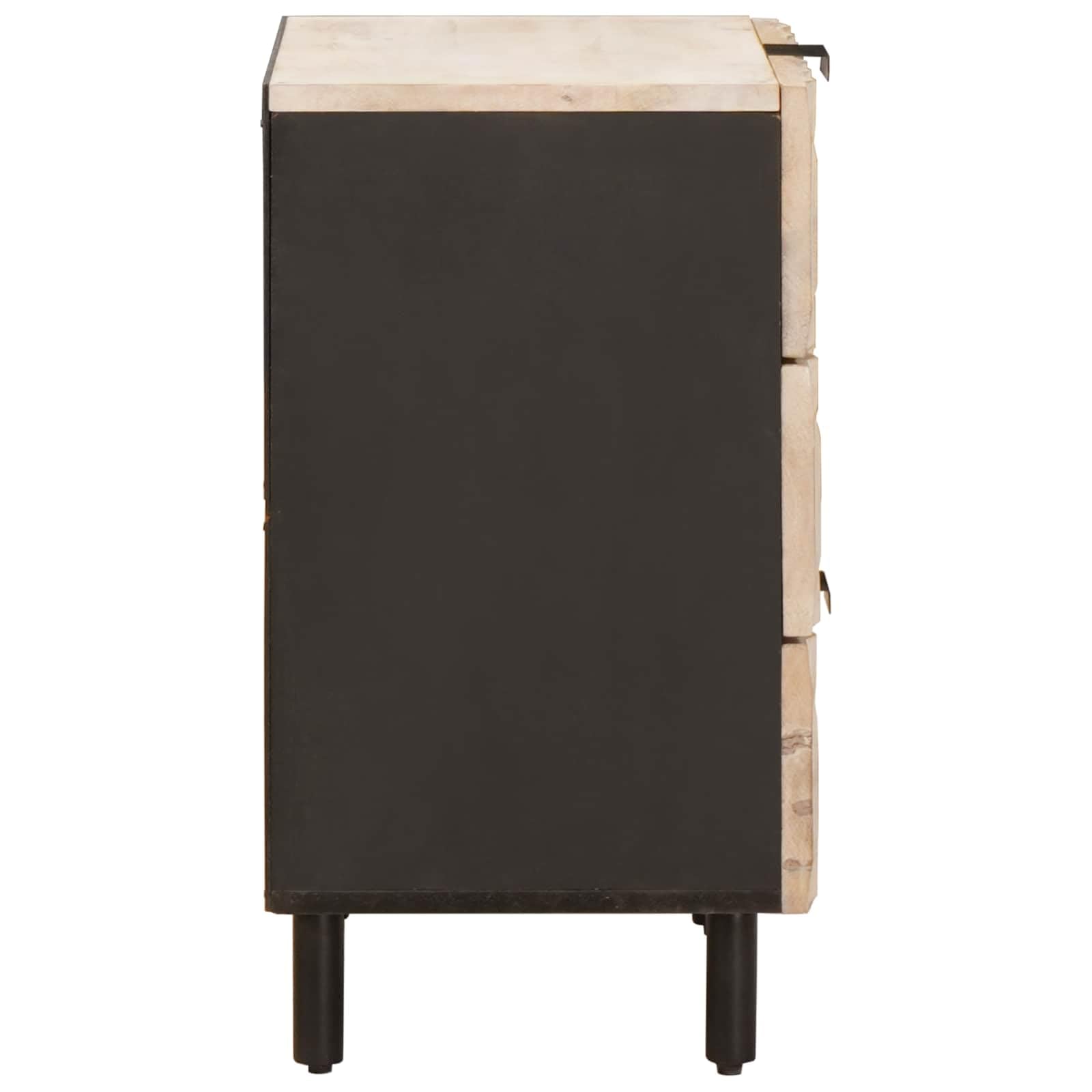 Table de Chevet Blanche en Bois de manguier Massif, 50 x 33 x 62 cm, avec 3 tiroirs, guéridon pour Chambre à côté du lit, Rangement pour Lampe Livre téléphone