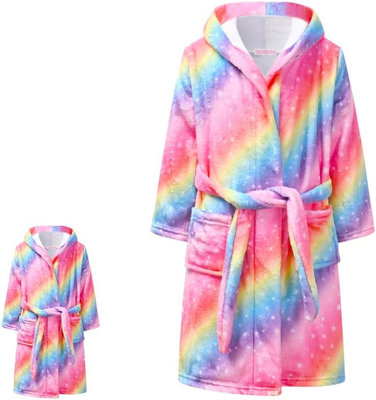 CHILDRENSTAR Matching Girls & Doll Robe Kids Bathrobes Plush Soft Fleece Pajamas Sleepwear