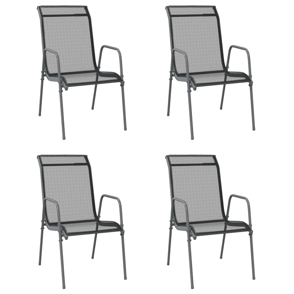 Chaises de jardin SKM lot de 4 en acier et textilène noir