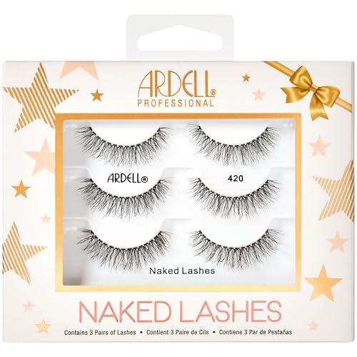 Ardell Naked Lashes 420 Natural Look False Eyelashes Wispy Lashes with Invisiband Soft Lash Strips Holiday Gift Set 3 Pairs