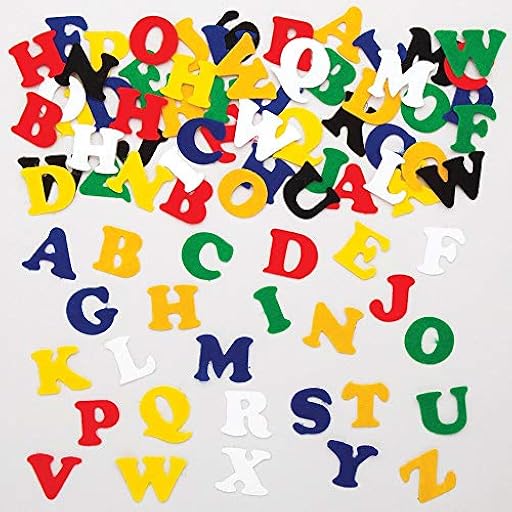 Baker Ross- Letras Mayúsculas de Fieltro Autoadhesivas (Pack de 550) para Decorar Tarjetas y Manualidades Infantiles | Ya disponible en tu tienda friki favorita! En mundofriki.es!