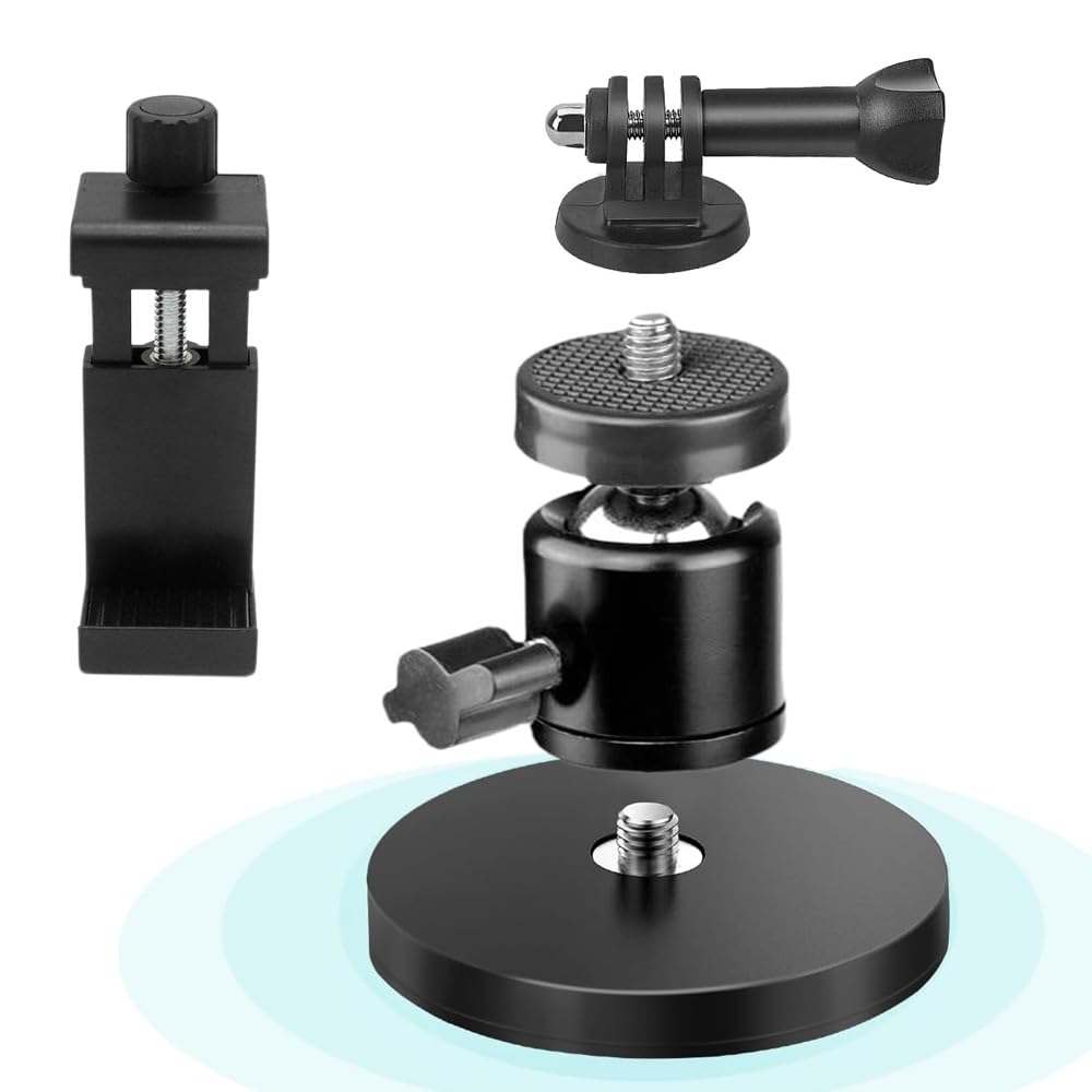 Strong Magnetic Camera Mount with 360° Rotation Ball Head Phone Holder Compatible with GoPro 12 Hero 11/10/9/8/7/6, DJI OSMO Action, Insta360