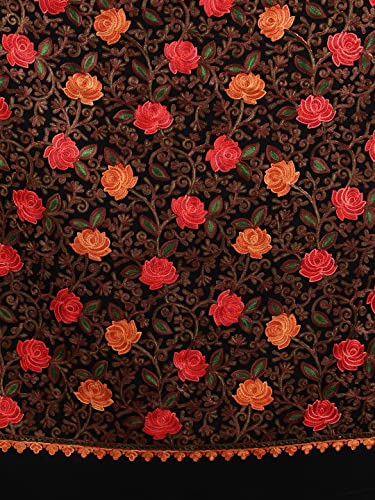 Zamour Kashmir Women Stole Scarf Wrap Shawl with Indian Embroidery Flower3