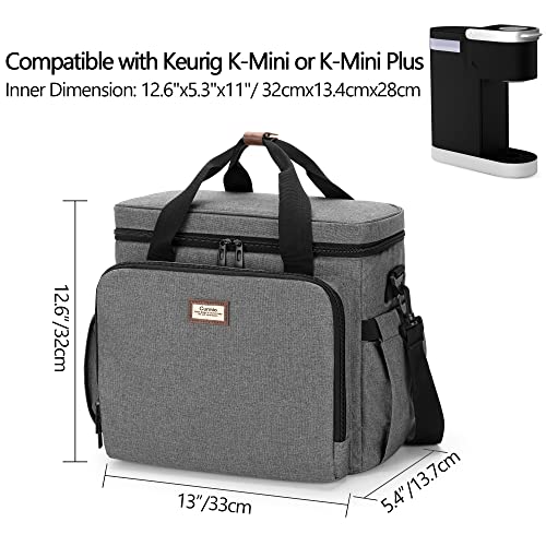 Curmio Coffee Maker Travel Bag Compatible With Keurig K-Mini Or K-Mini Plus, Single Serve Coffee Brewer Carrying Case With Multiple Pockets For K-Cup Pods, Travel Mugs, Gray (Bag Only, Patent Design) #TOP4