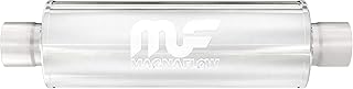 MagnaFlow 4in Round Center/Center Performance Muffler Exhaust 10425 - Straight-Through, 2.25in Inlet/Outlet Diameter, 18in Body Length, 24in Overall Length, Satin Finish - Classic Deep Exhaust Sound