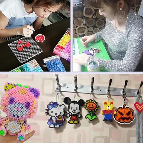 Miniatura 7 de Fizdoqg 8 Piezas Placa De Cuentas Para Planchar 5mm Beads Plantilla, Placas Transparente Para Cuentas Plantillas De Cuadradas Con 4 Pinzas Y 10 Cintas Para Llaves, Llavero