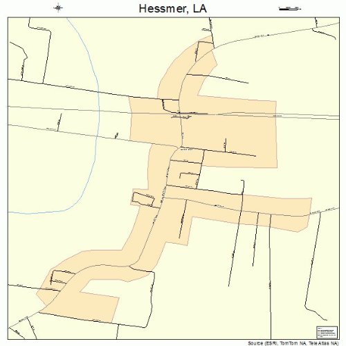 Large Street & Road Map of Hessmer, Louisiana LA Printed poster size