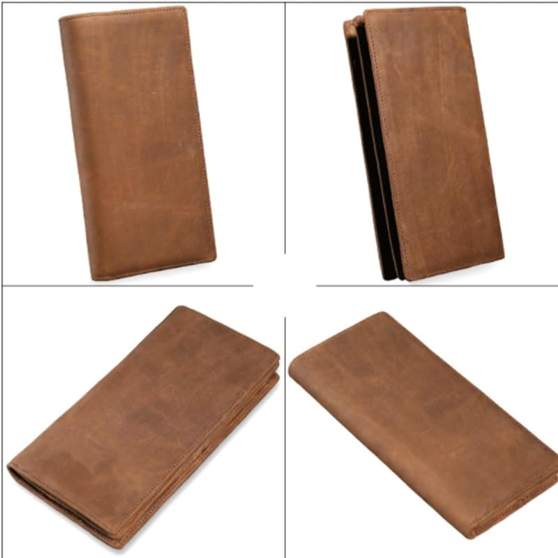 Men's wallet 7.3in Men's Long Wallet Genuine Leather Business Casual Money Clips for Father，Husband(white-Patch five-pointed star4)2