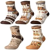 scenicamp 5 Pairs Funny Animal Socks for Women Teen Girls Novelty Animal Print Cute Socks for Gifts (Brown)
