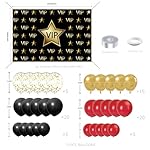 Vip Party decorations - Red Carpet Party Decorations with VIP Photography Backdrop, Gold Black Red Balloons for Hollywood Themed Events, Birthday Parties, Photo Booth Props - Image 2