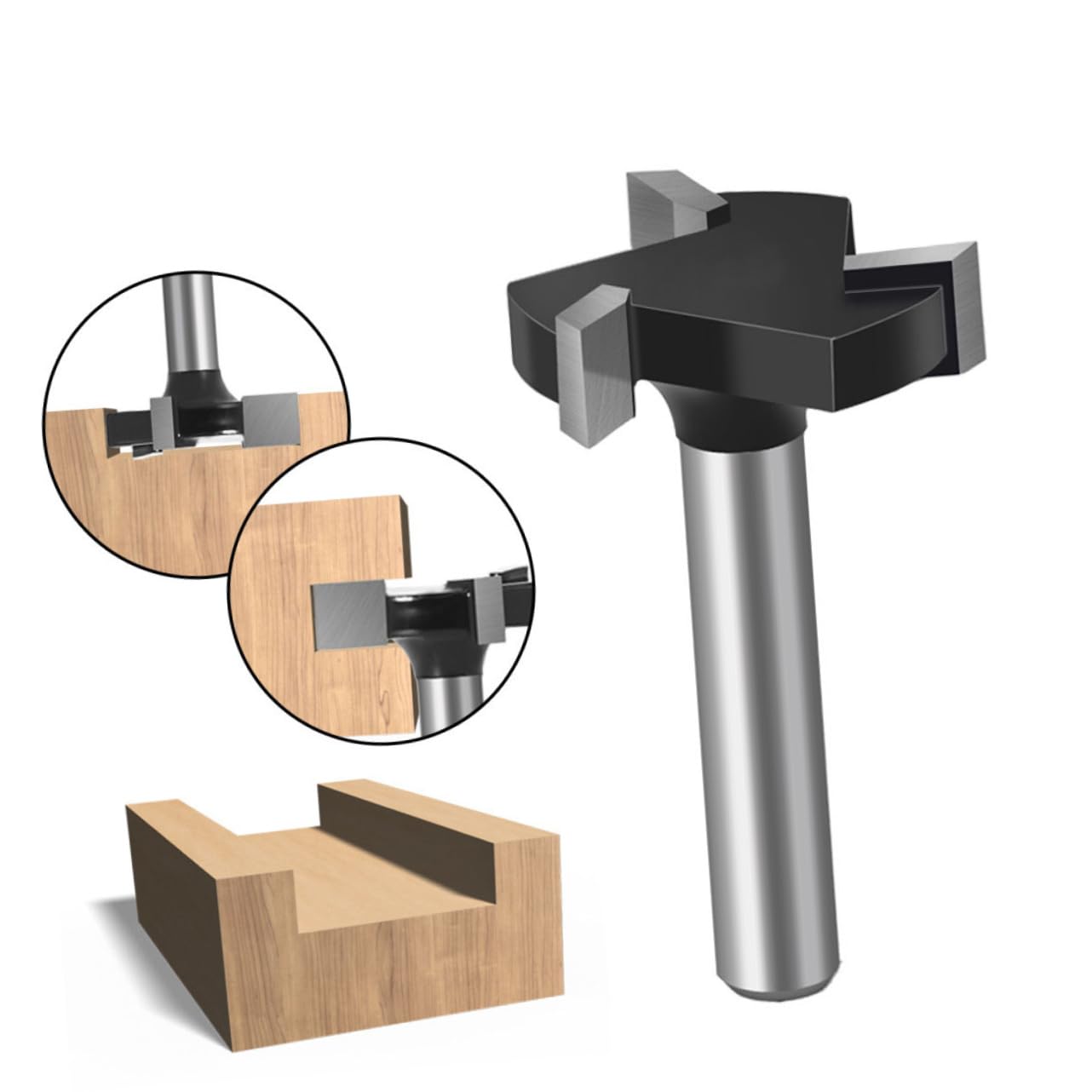 NAMOARLY 3-Blade T-Shaped Milling Cutter for Woodworking CNC Turning Tool Router Bits for Wood 1pc Necking Tool