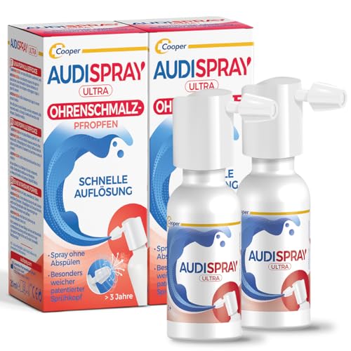 AUDISPRAY Ultra x 2 - Behandlung von Ohrenschmalzpfropfen - Schnelle Auflösung von Ohrenschmalzpfropfen - Ohr - Spray 20 ml x 2