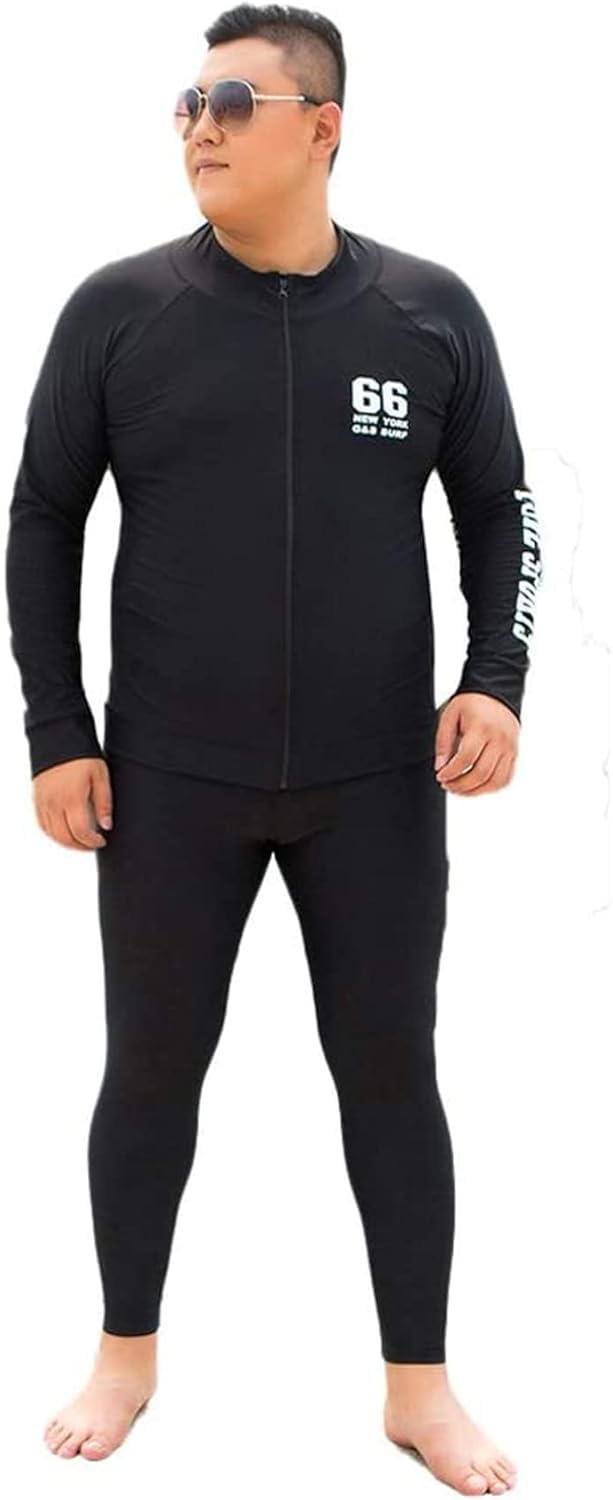 Mye Mens Plus Size 4xl-8xl Wetsuit Large Size Wetsuits Short Front Zippered Top And Pant Surfing Swimsuit, Black, 6XL