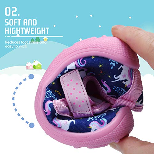 Fanture Toddler Water Shoes Boys Girls Aqua Sneakers Cute Aquatic Beach Swim Pool Water Park Baby Sandal U420Zs1902-Navy.pink-21 #TOP4