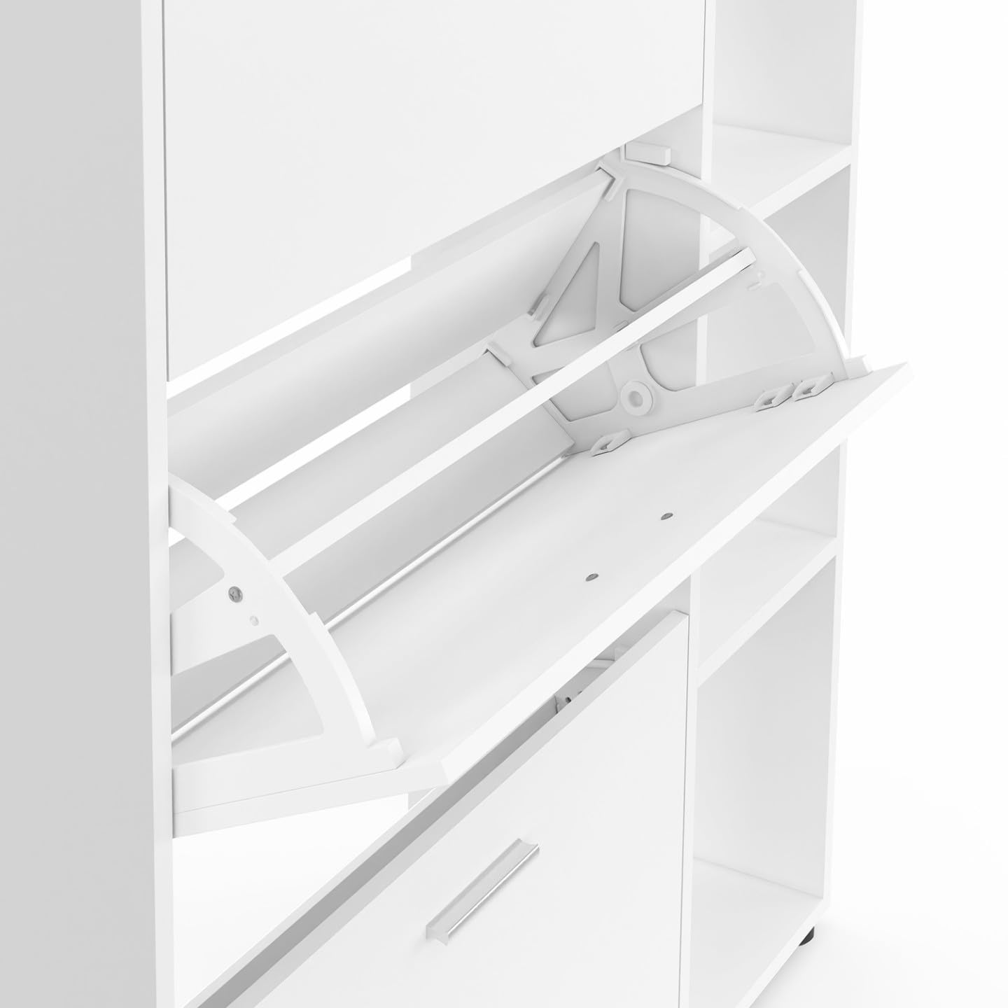 IDMarket KLARK - Zapatero de 18 pares de 3 puertas con estante blanco