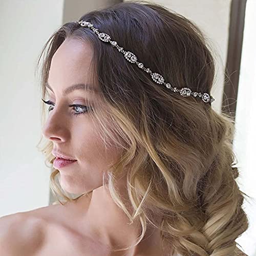 Jonky Bride Wedding Crystal Head Chain Jewelry Rhinestone Headband Chain Bridal Headpieces For Women And Girls (Silver) #TOP4
