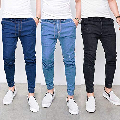 Andongnywell Mens Skinny Stretch Elasticated Waist Jeans Workout Slim fit Jogger Trousers Stretchy Denim Pants4