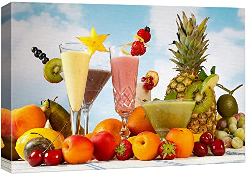 wall26 Canvas Print Wall Art Tropical Fruit Smoothies with Strawberry