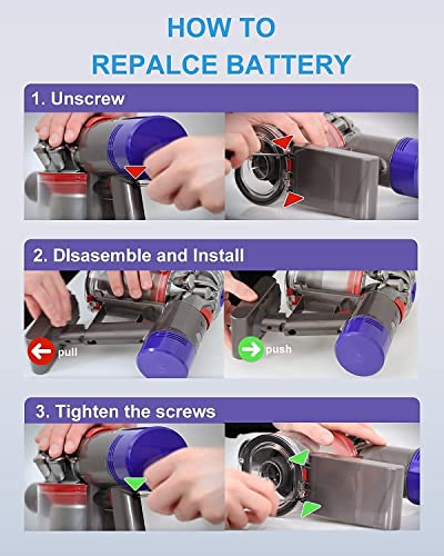 Dtk Battery Replacement For Dyson V7 Sv11 Handheld Vacuum Cleaner 21.6V 5000Mah Motorhead Pro Trigger Animal Car+Boat Absolute Fluffy Mattress Extra [Only Fit For V7 Sv11 Series] #TOP7