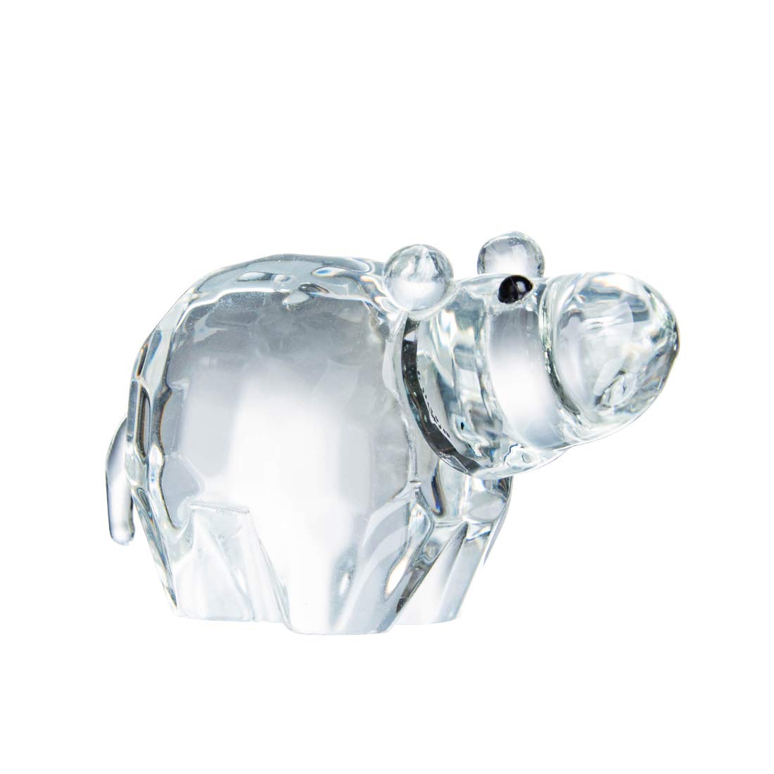 LONGWIN Crystal Animal Figurines Mini Glass Figurines Home Decoration Collectible Gift (Hippo)