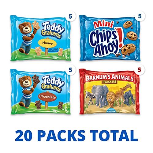 Nabisco Fun Shapes Variety Pack Barnum's Animal Crackers, Teddy Grahams And Chips Ahoy! Mini, 20 Snack Packs (Pack Of 3) #TOP1