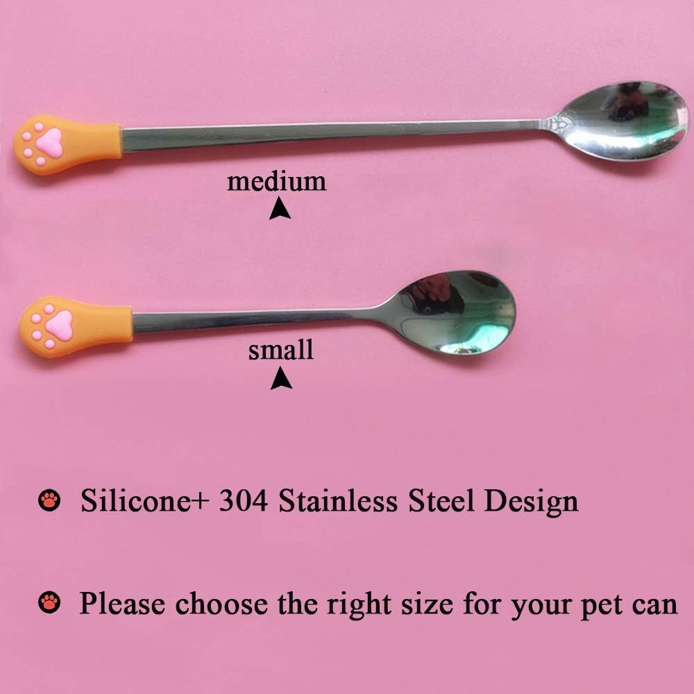 IVIA PET Food Can Spoon/ 4Pack/ Multiple Sizes Stainless Steel- Silicone Food Canned Scoop for Dogs and Cats(Medium)