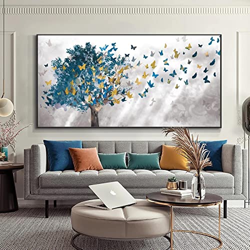 Toile arbre bleu pour salon zen et décoration murale
