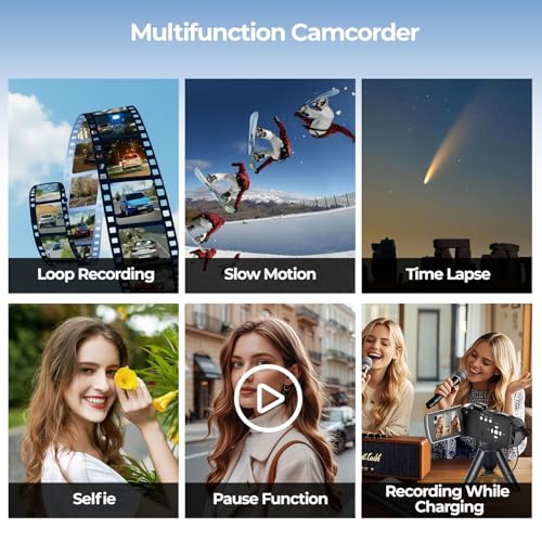 Videokamera 4K 64MP Camcorder für YouTube, Video Kamera 18X Digitalzoom 3,0" 270° IPS Bildschirm, Vlogging Kamera mit 32GB SD-Karte, Batterie, Fernbedienung – Bild 4