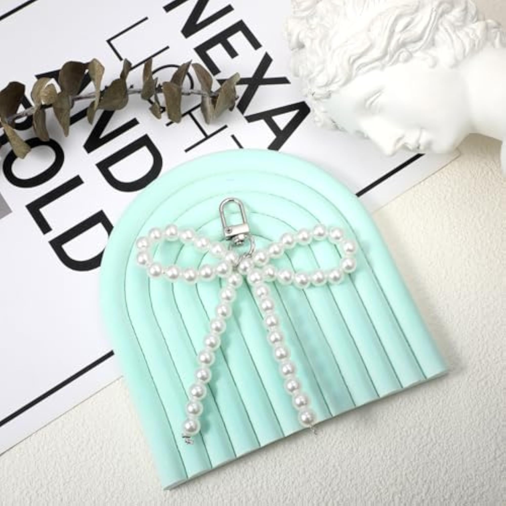 Heart Pearl Bow Keychain Y2k Bowknot Keyring
